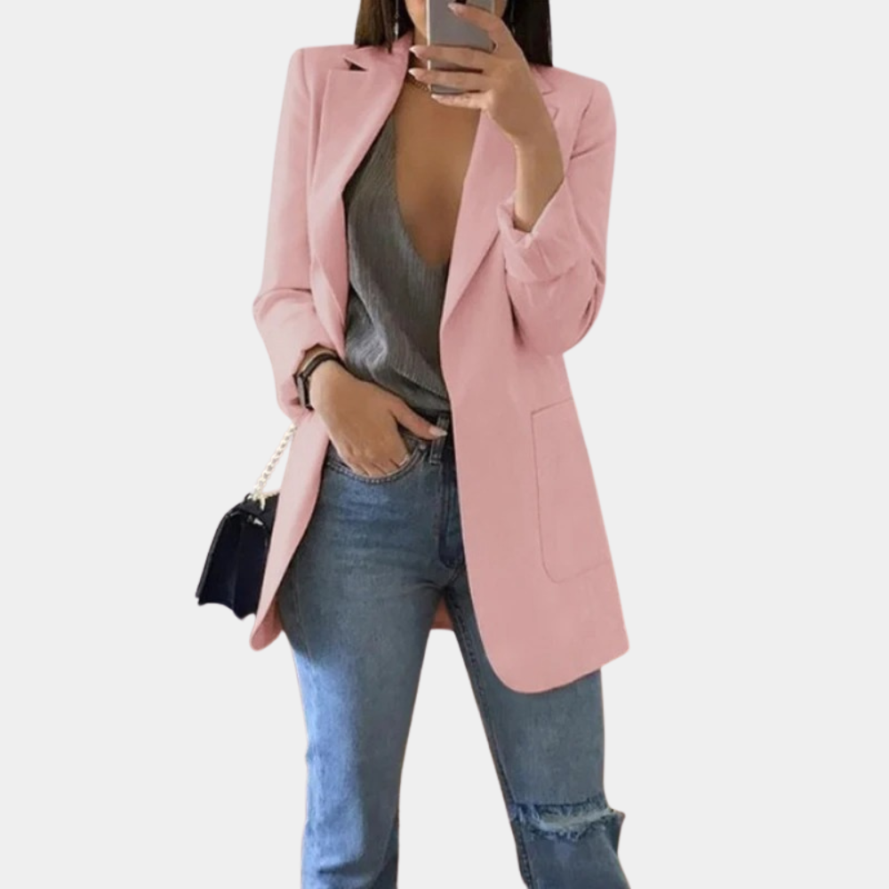 Bella – getaillerde lange damesblazer met rechte snit