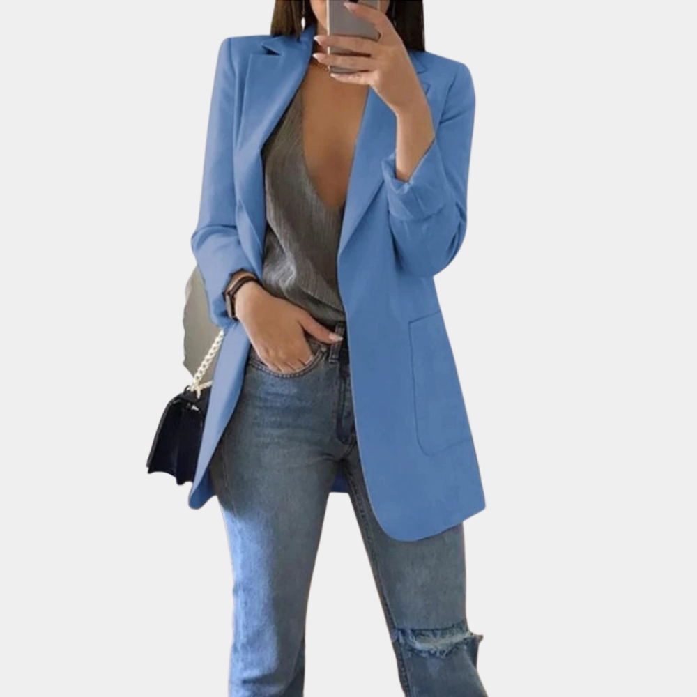 Bella – getaillerde lange damesblazer met rechte snit