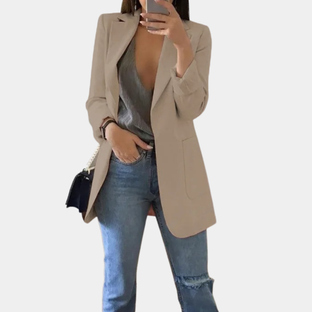 Bella – getaillerde lange damesblazer met rechte snit