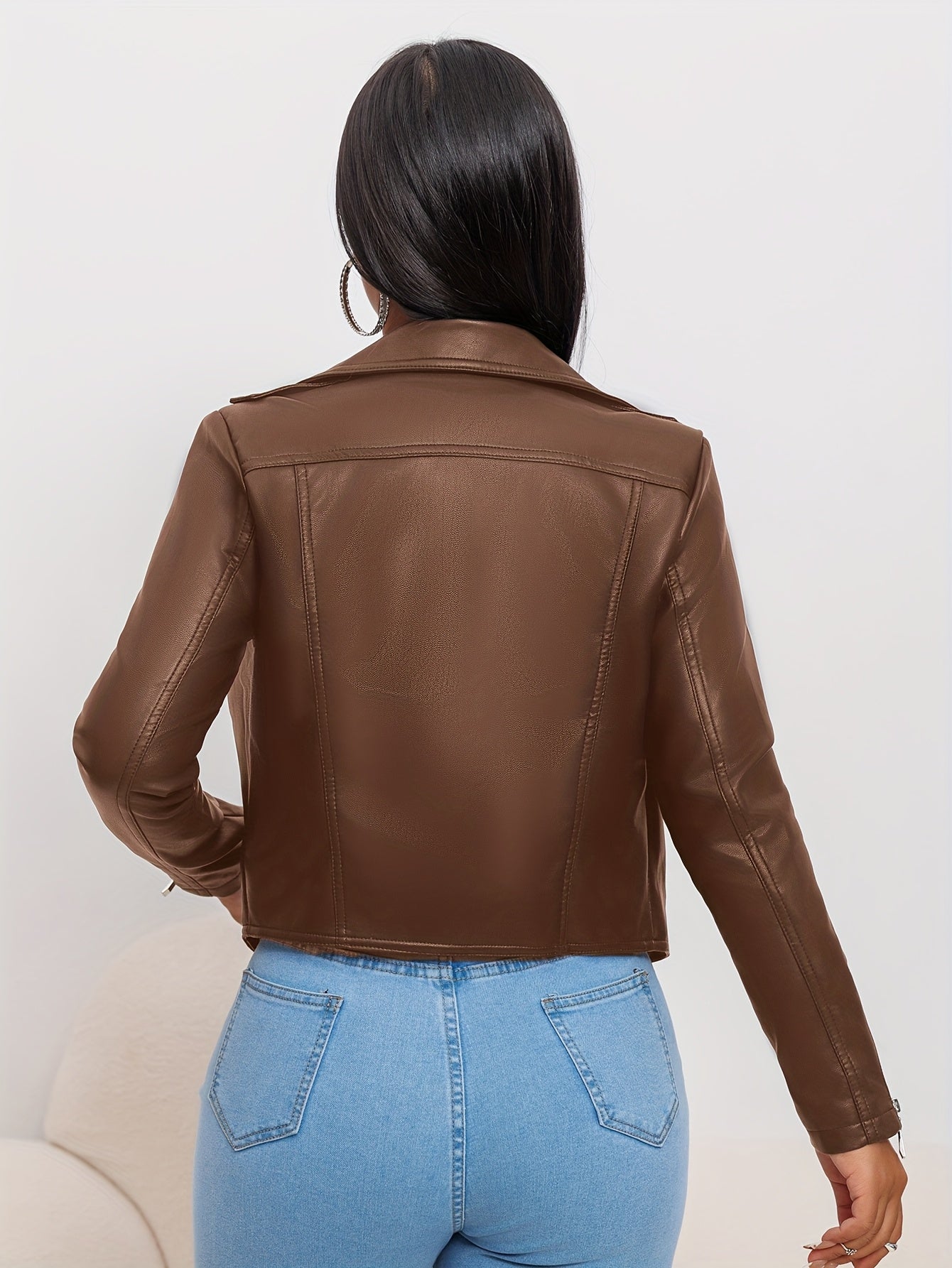 Luna – bikerjas van PU-leer met klassieke ritsdetails