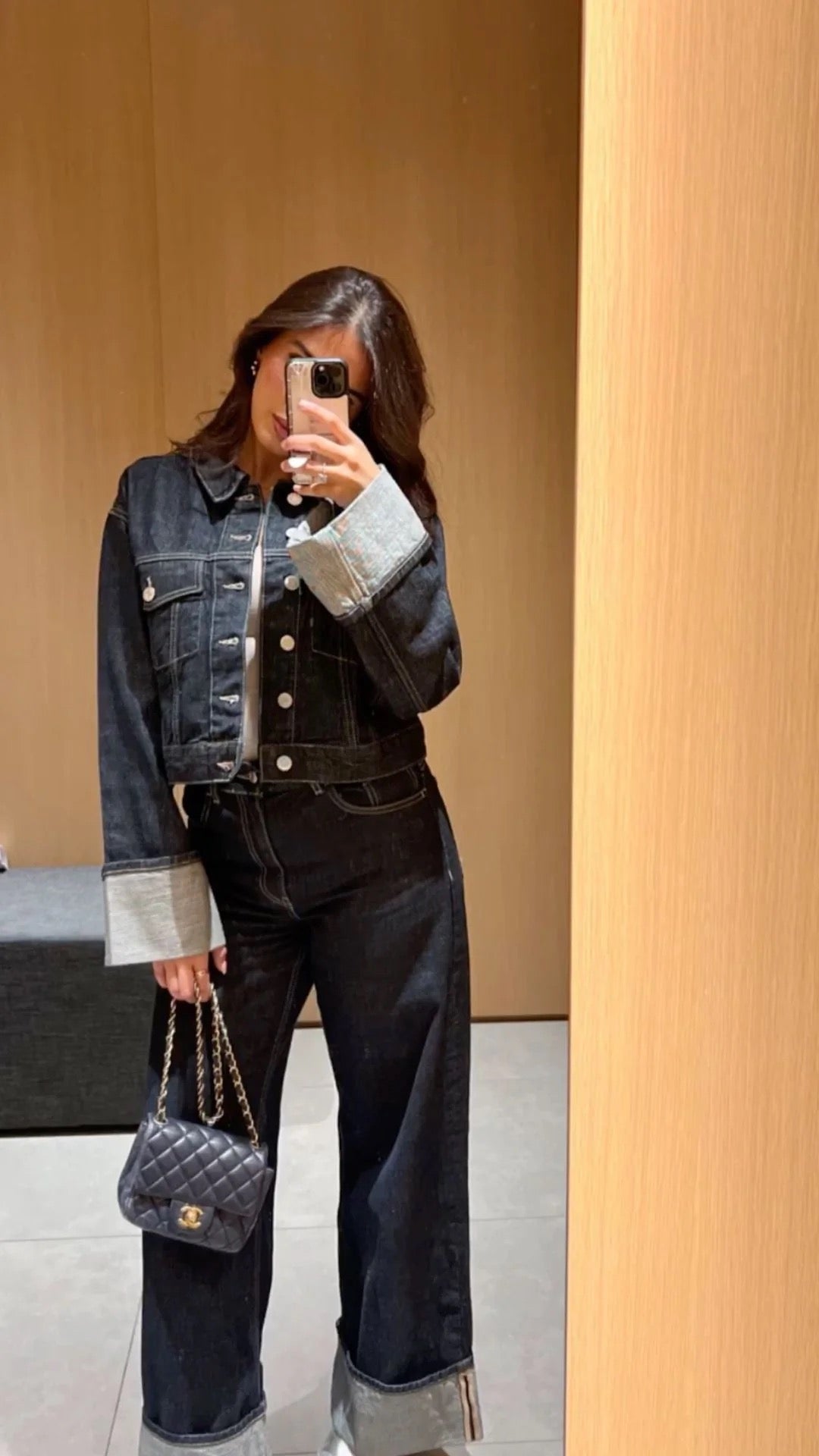 Sapphire - Denim Set Met Wide-Leg Broek & Cropped Jack