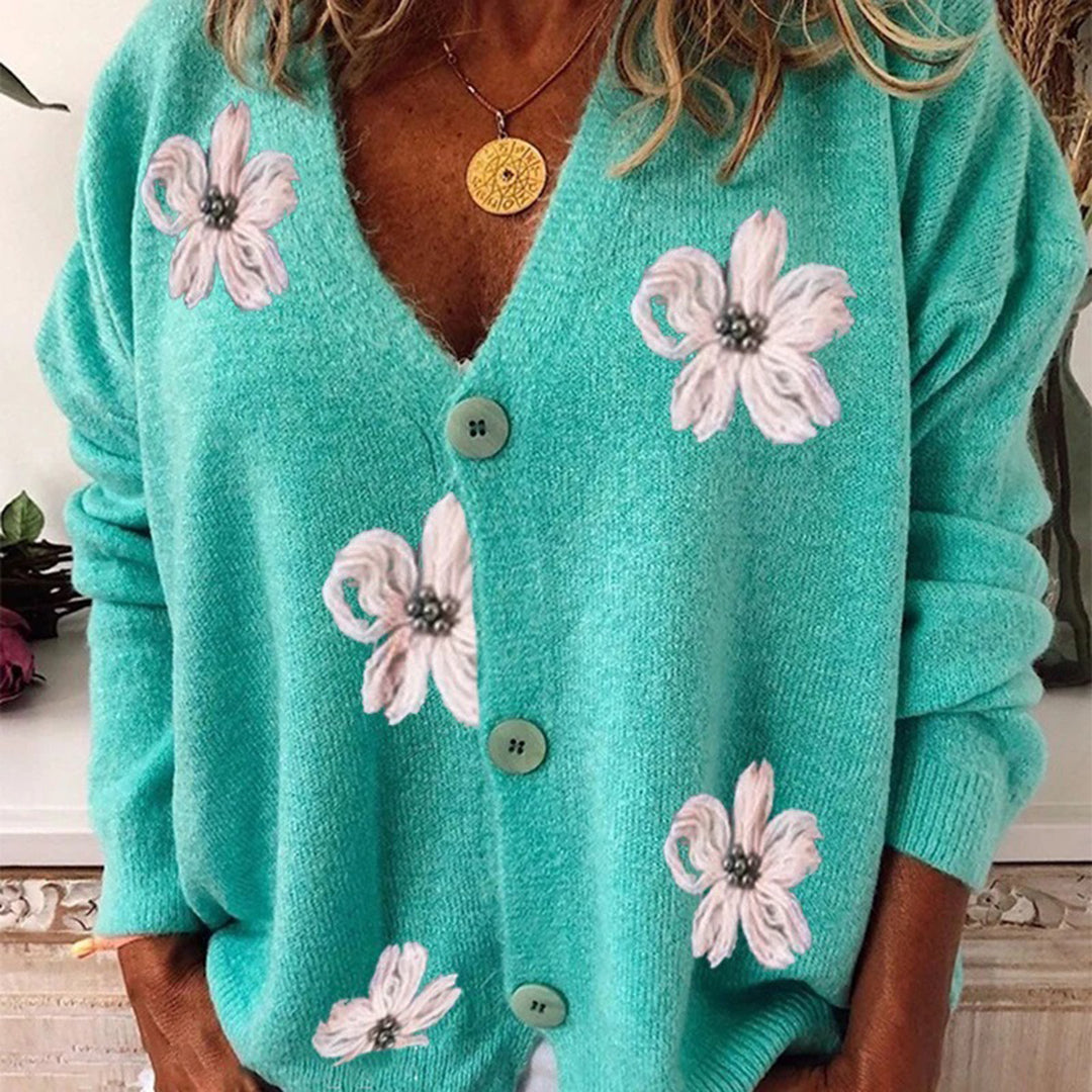 Layla – cardigan vest met bloemenprint en V-hals