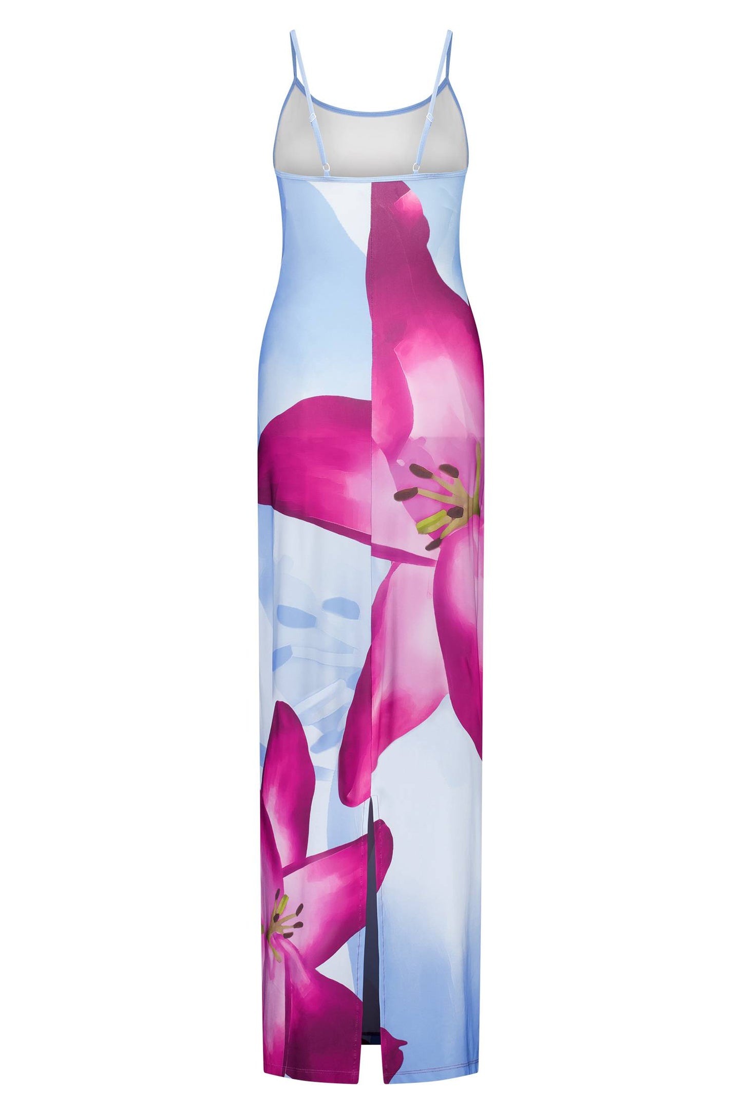 Eva – Lily-geïllustreerde slip jurk met geaccentueerde taille