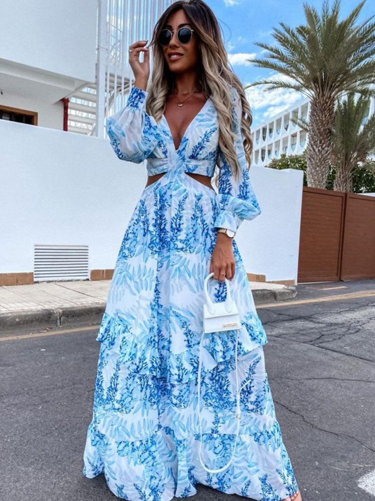 Zendaya – maxi-jurk van viscose met V-hals en elastische taille