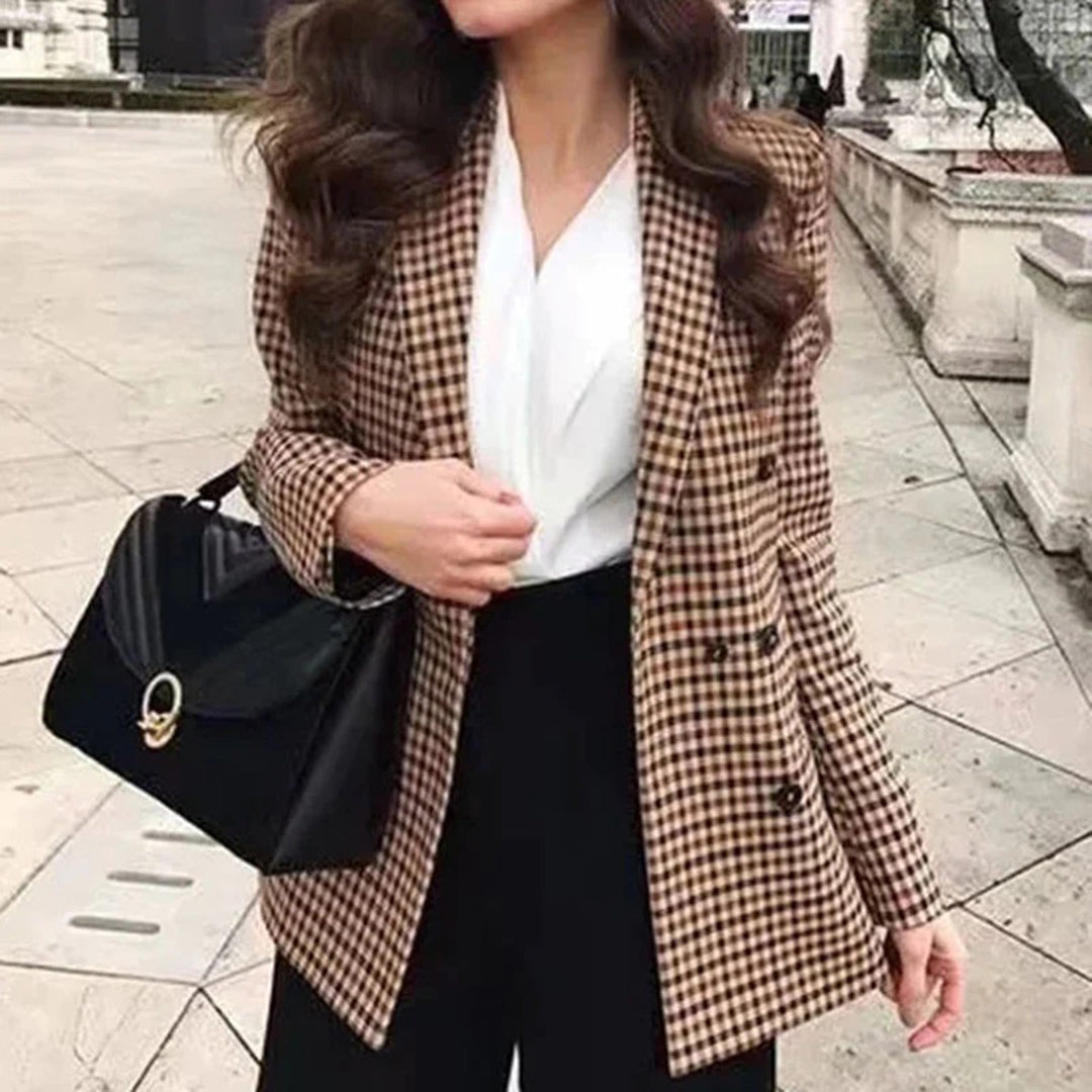 Celine – geruite damesblazer met dubbele knopen