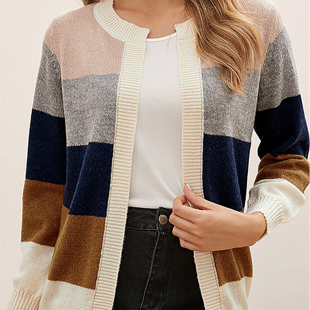 Estelle – comfortabel gebreid vest met V-hals en lange mouwen