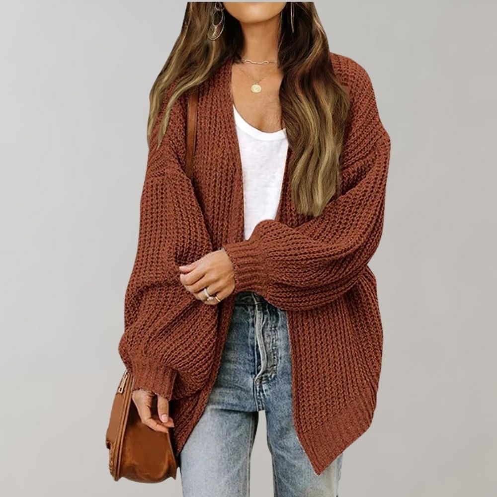 Lena – oversized gebreid vest met open voorkant