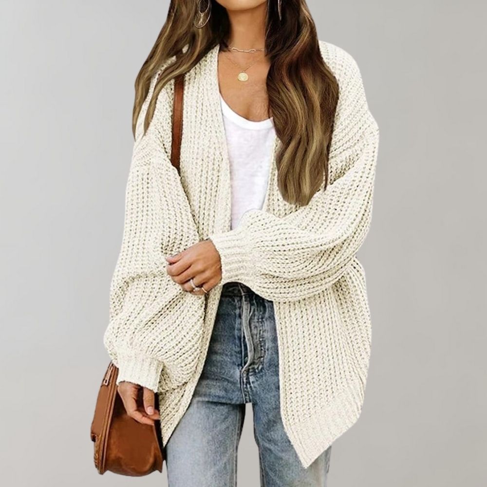 Lena – oversized gebreid vest met open voorkant