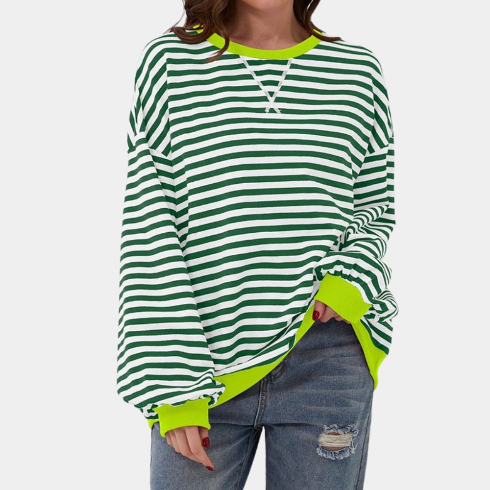 Aaliyah – Gestreept Oversized T-Shirt Voor Dames