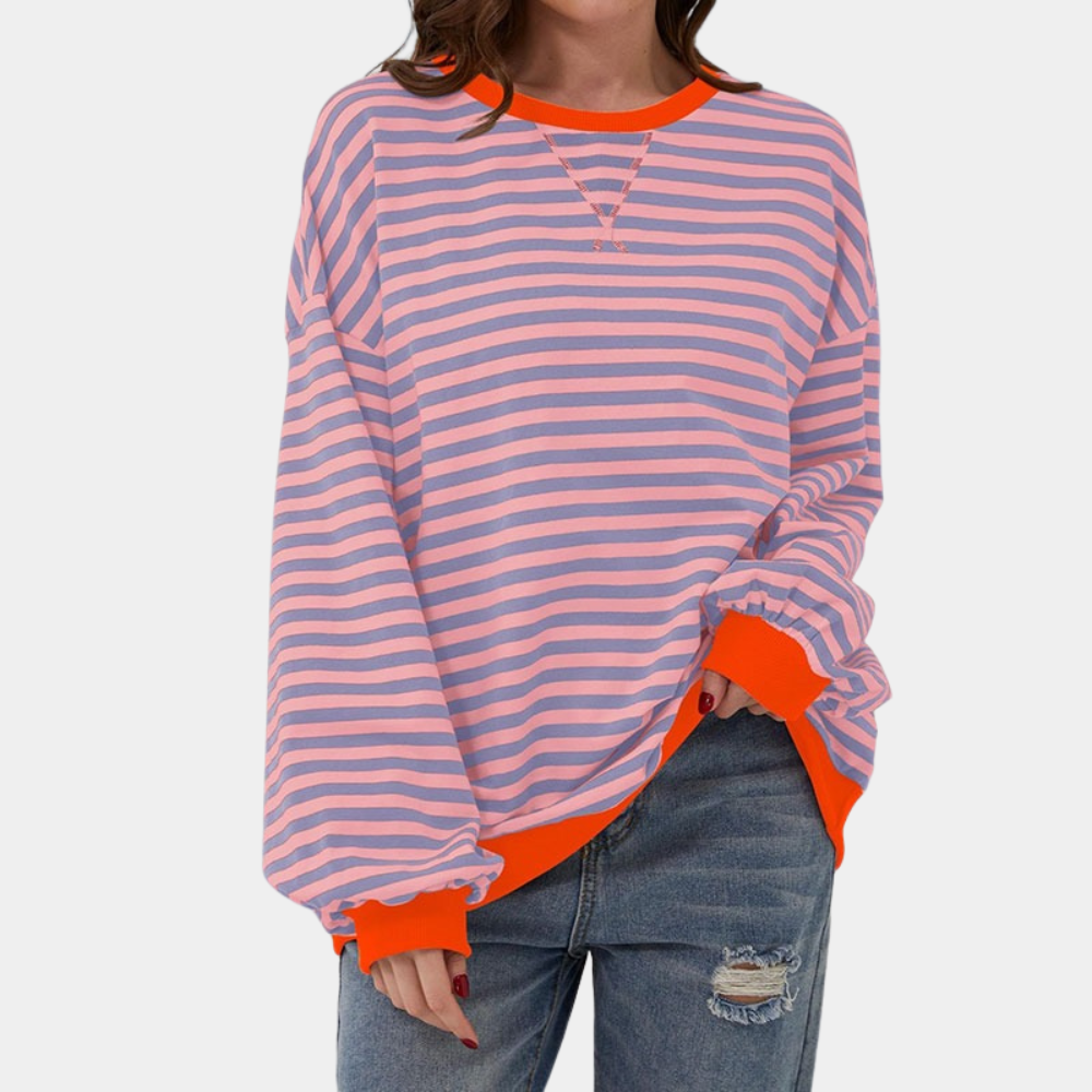 Aaliyah – Gestreept Oversized T-Shirt Voor Dames