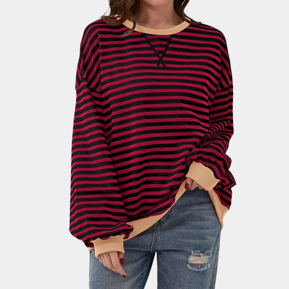 Aaliyah – Gestreept Oversized T-Shirt Voor Dames