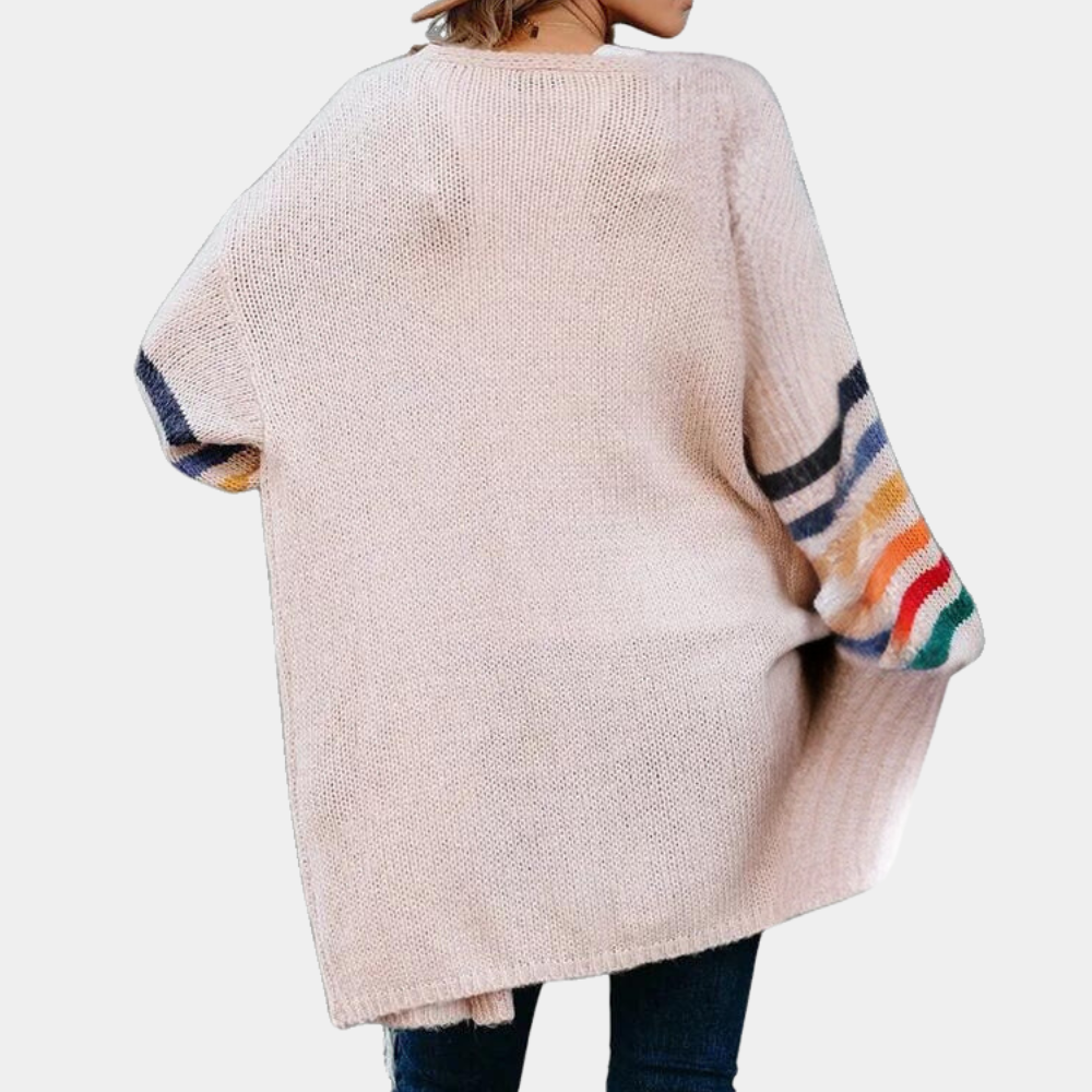 Camilla – oversized cardigan vest met regenboogstrepen