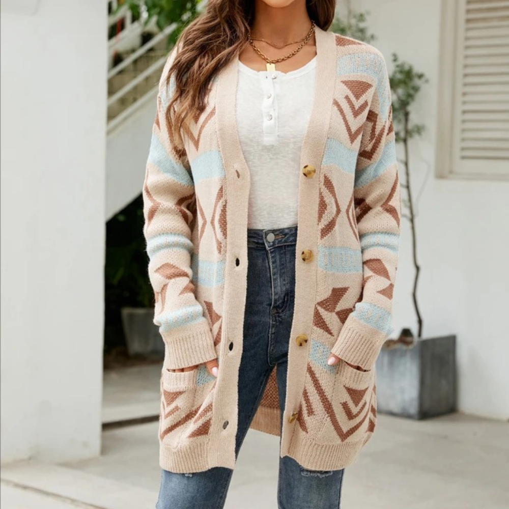 Judith – geruit cardigan vest met v-hals en knopen