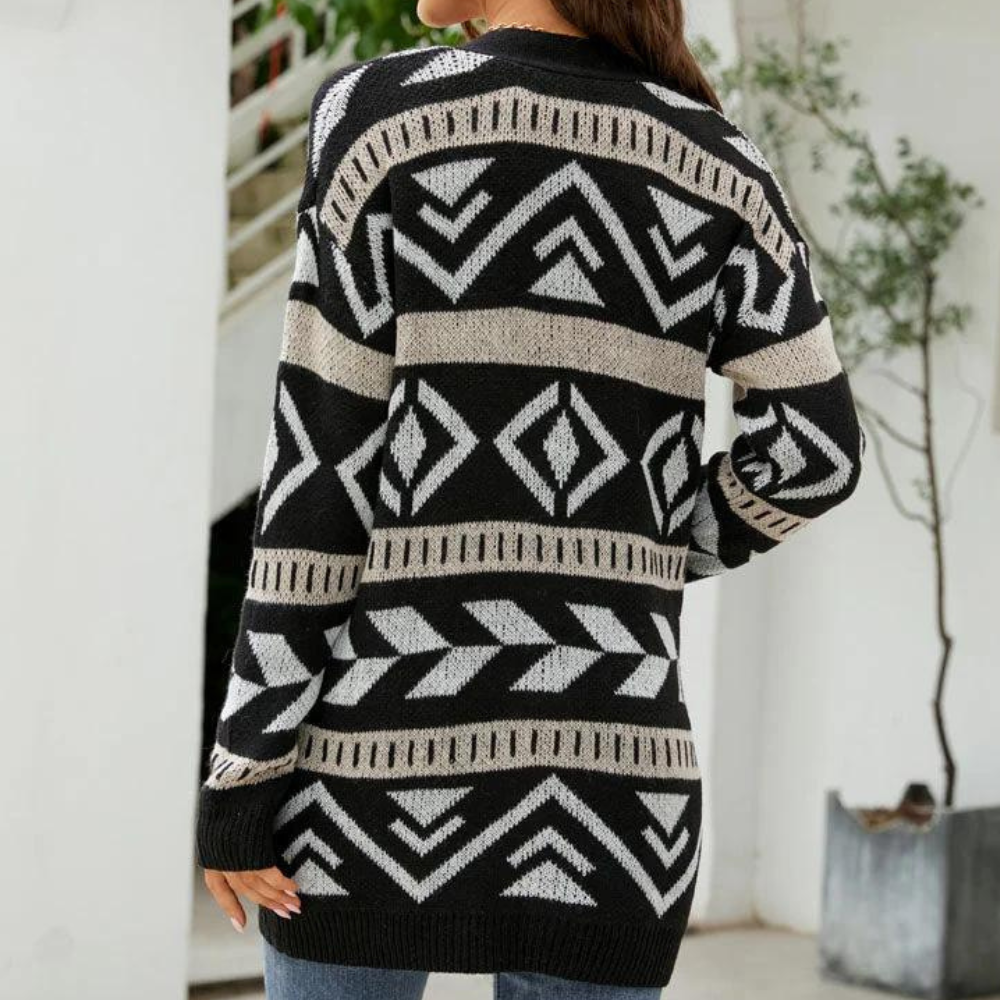 Judith – geruit cardigan vest met v-hals en knopen