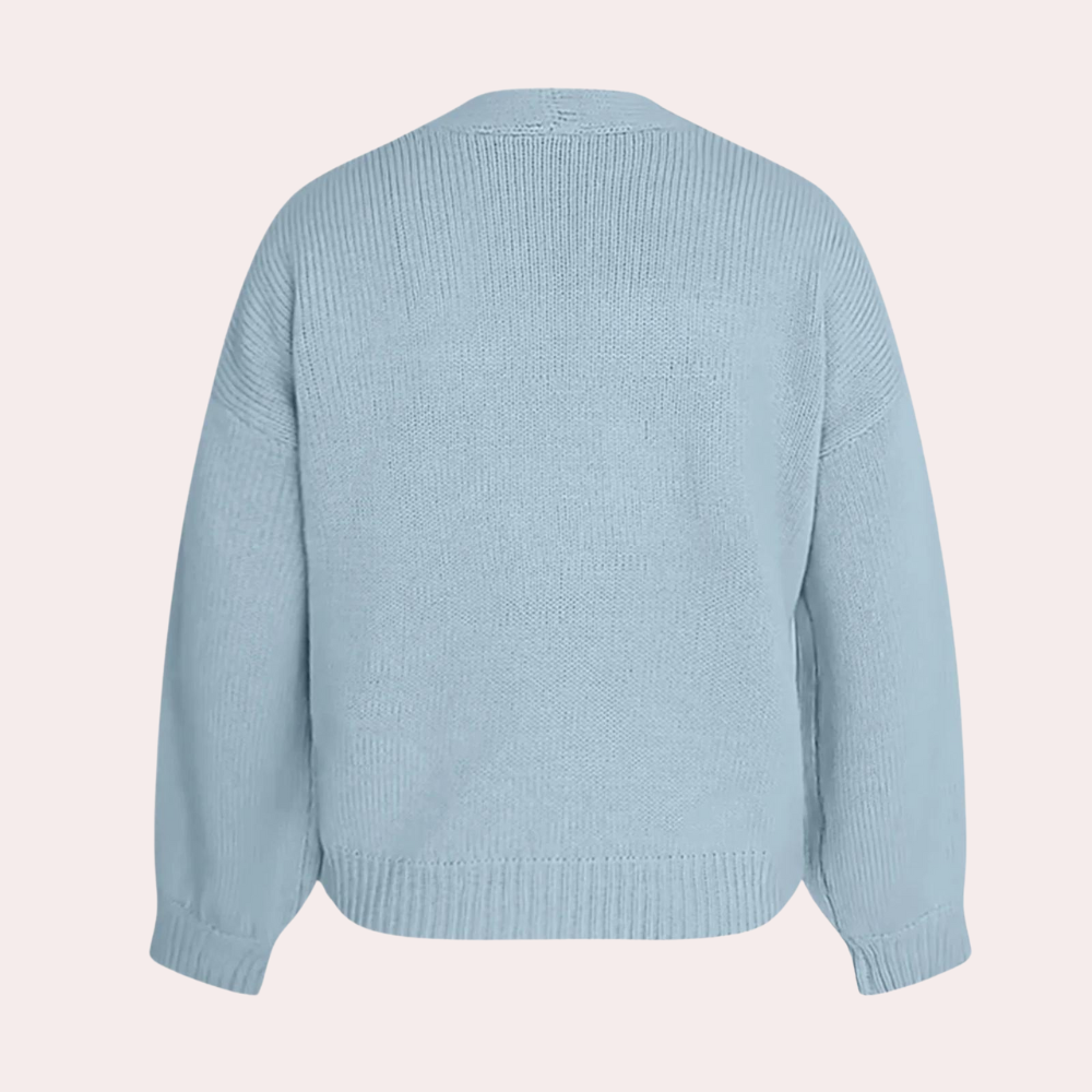 Fiona – gebreid cardigan vest met bloemenpatroon