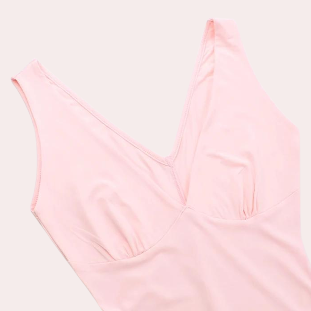 Paige – mouwloze maxi-jurk van chiffon met V-hals en asymmetrische split