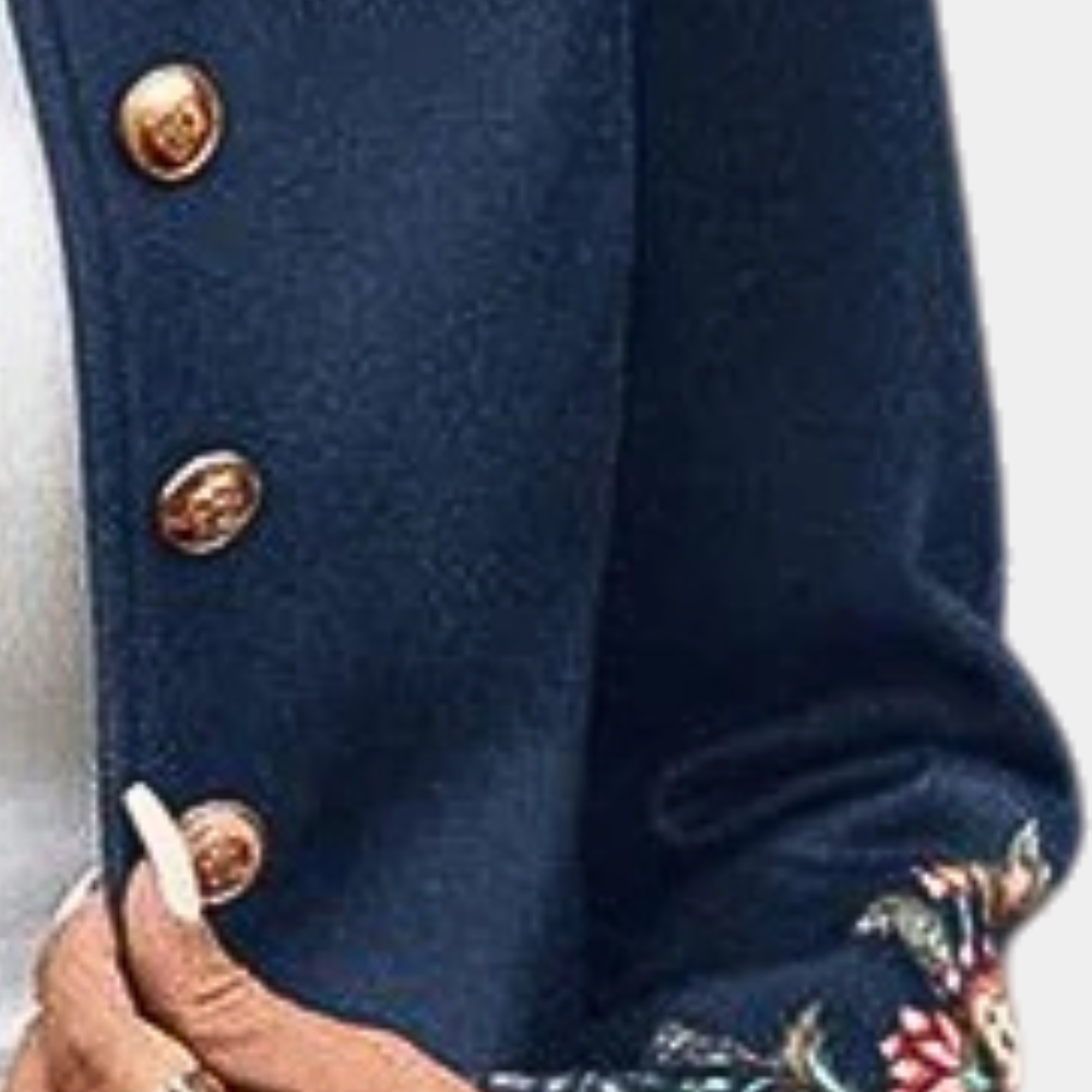 Iona – kraagloze blazer met bloemenprint en lange mouwen