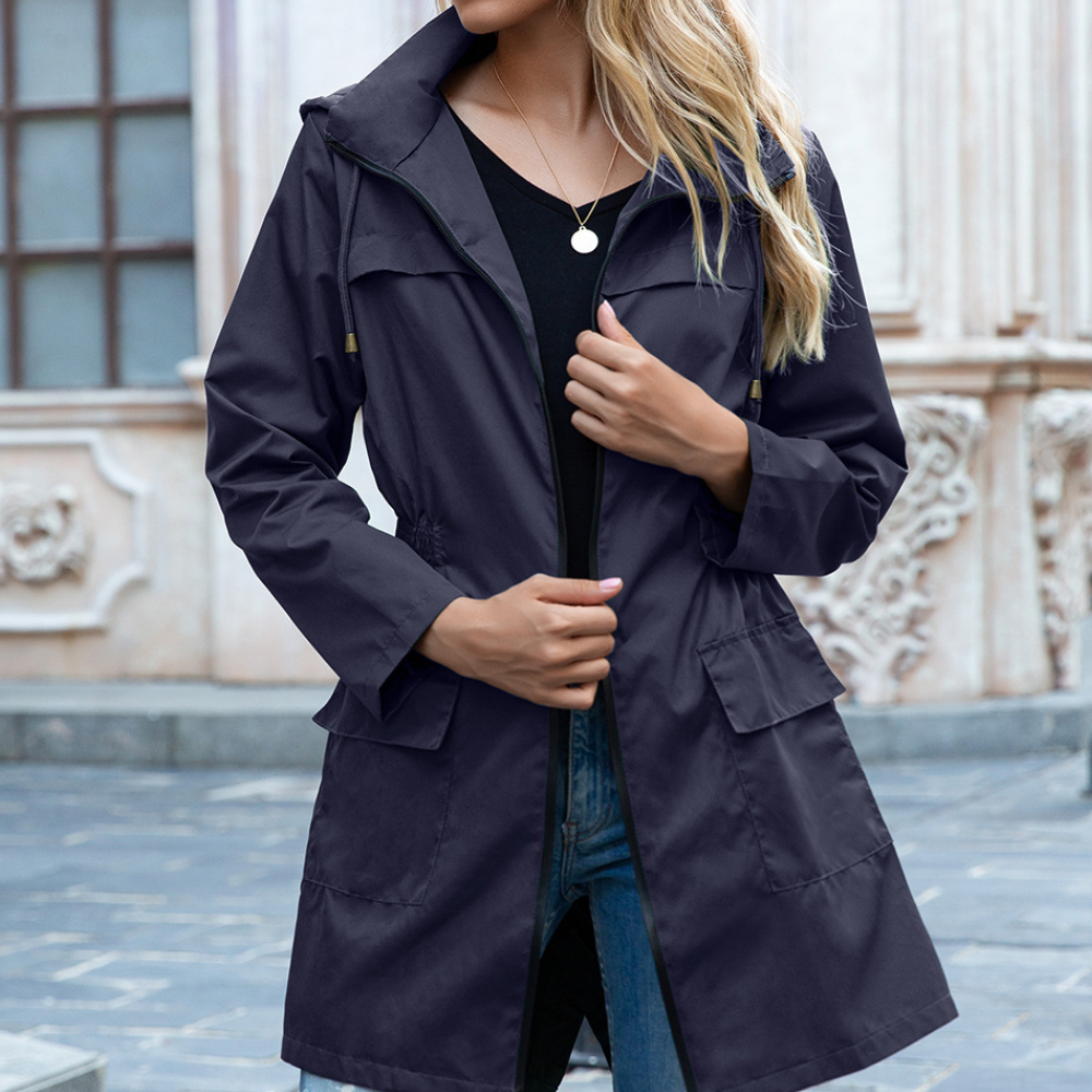 Melanie – waterafstotende trenchcoat met rits en getailleerde snit
