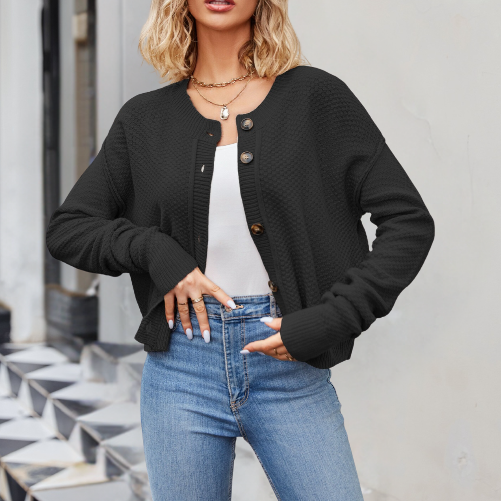Anna – luxe gebreid cardigan vest met lange mouwen