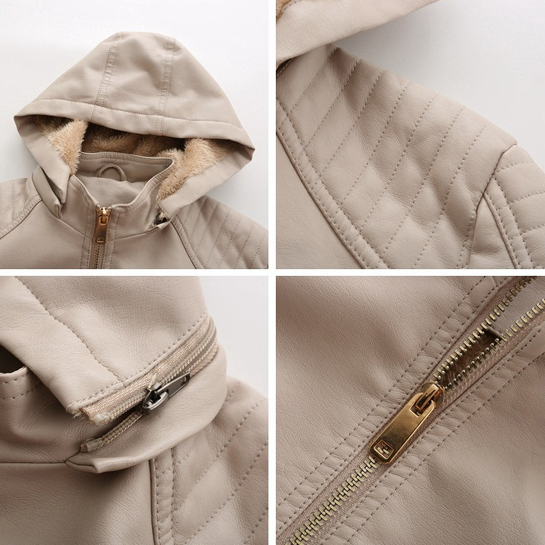 Miriam – leren damesjas met afneembare capuchon en gouden details