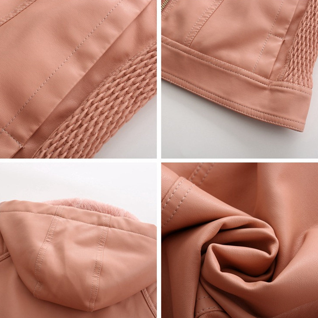 Miriam – leren damesjas met afneembare capuchon en gouden details