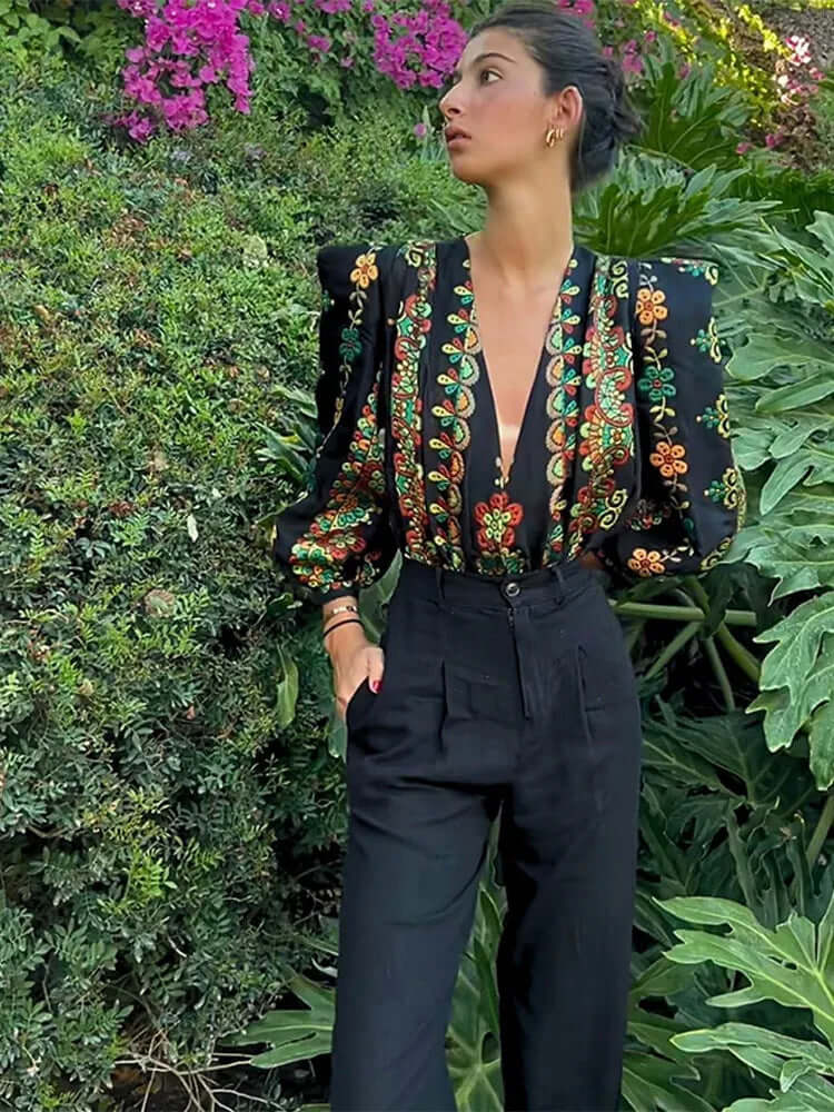 Eliza – Co-Ord Set met patchwork en luchtige pasvorm