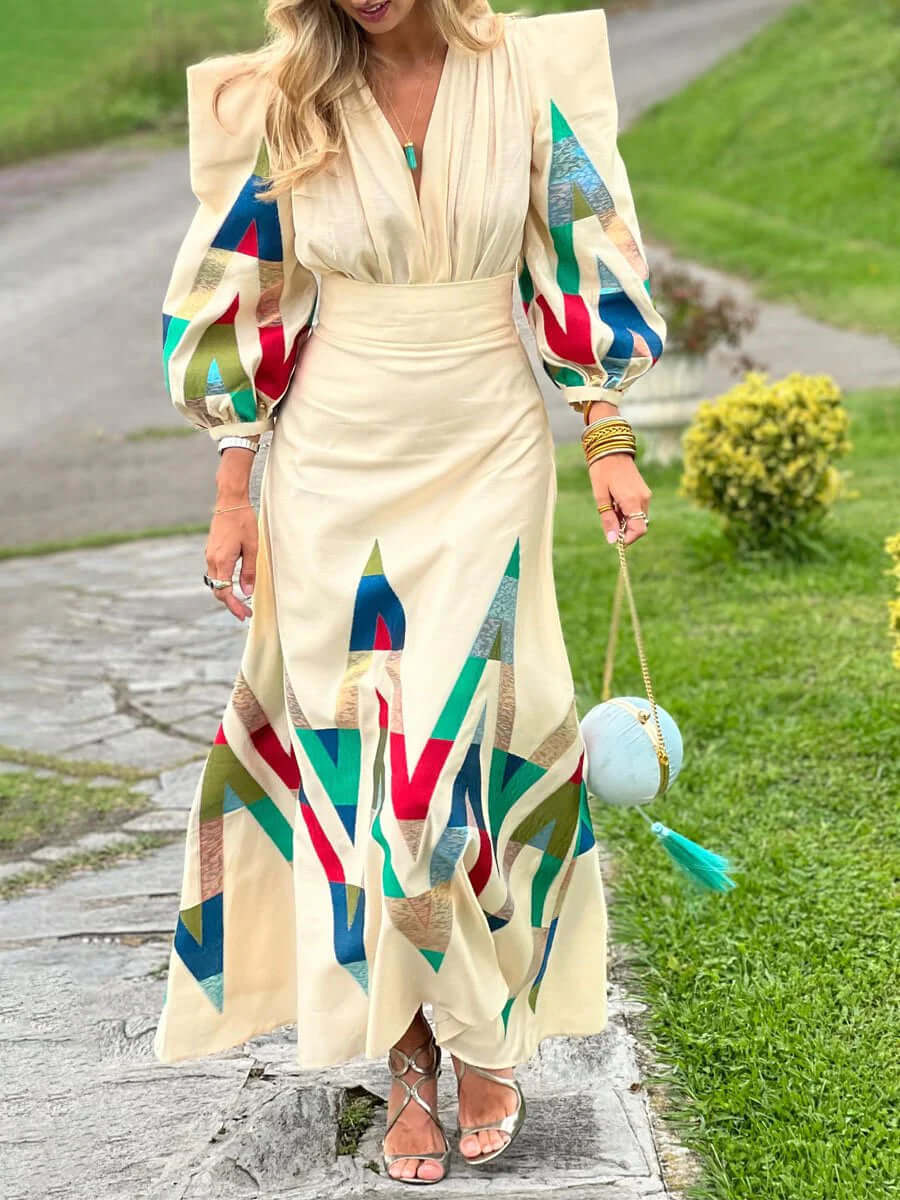Eliza – Co-Ord Set met patchwork en luchtige pasvorm