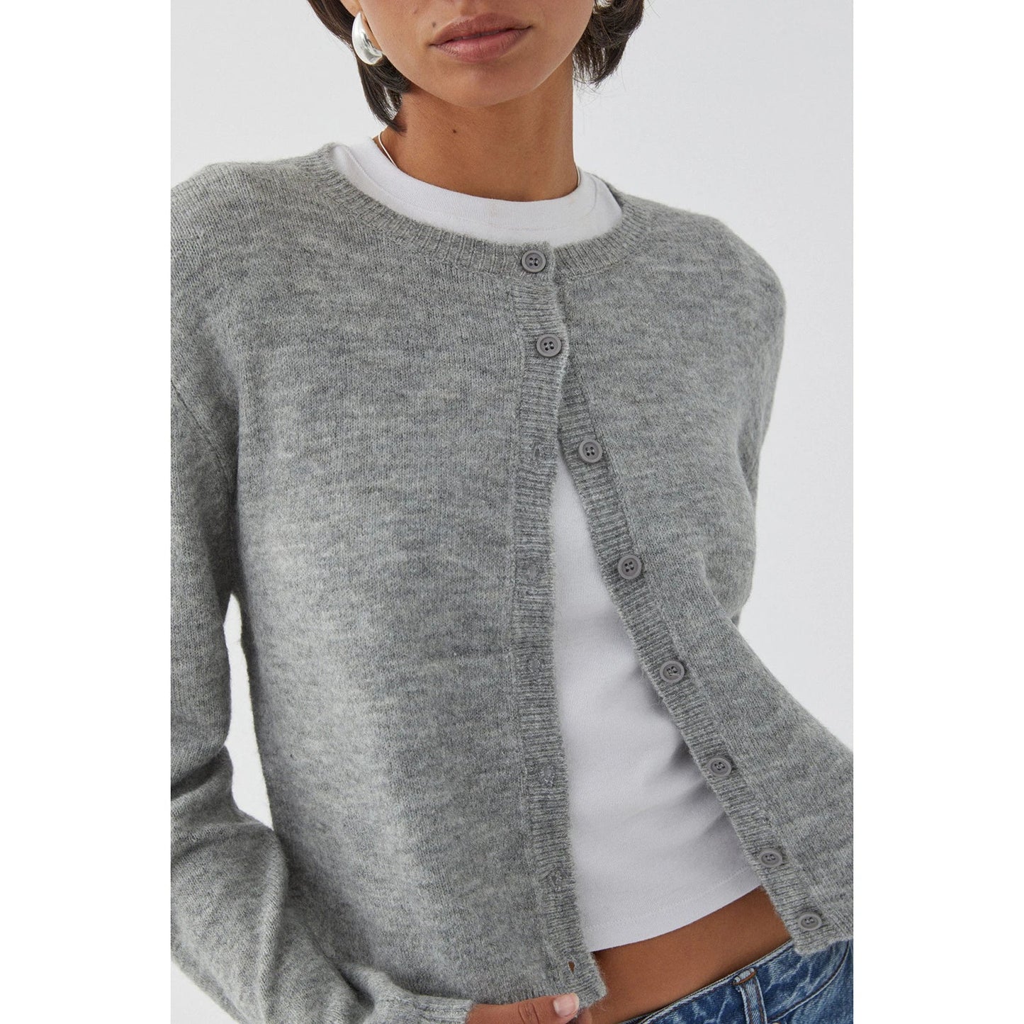 Elin – vintage cardigan vest met ronde hals en knoopsluiting