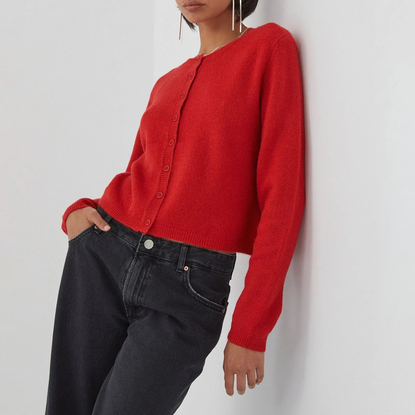 Elin – vintage cardigan vest met ronde hals en knoopsluiting