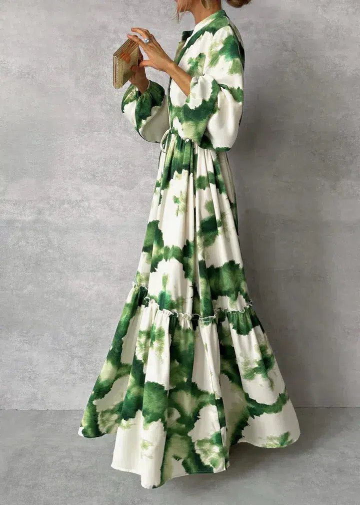 Mila – Maxi-jurk met zomer groen patroon