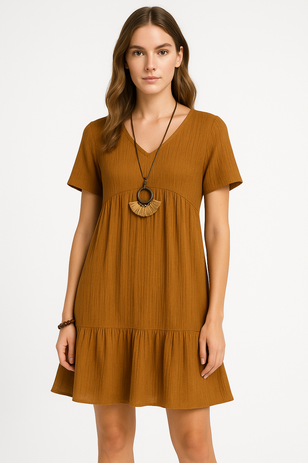 Demi – boho-jurk met volants en halflange mouwen