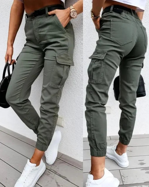 Jane – Getailleerde Dames Cargo Broek Met Elastische Taille