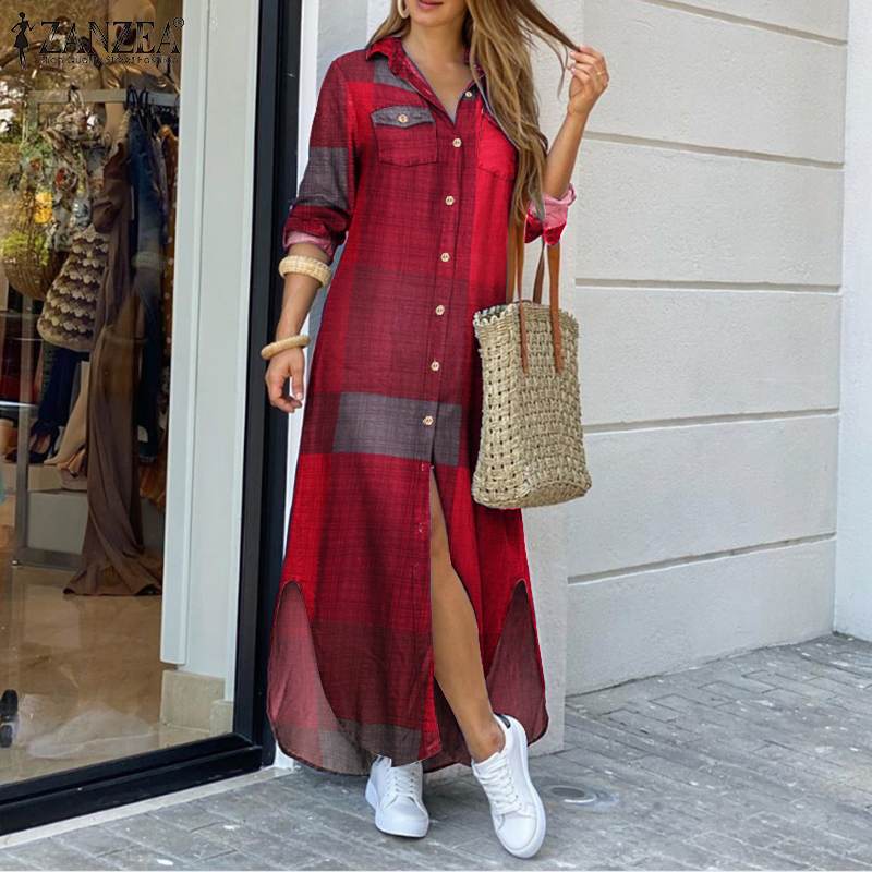 Danica – Geruite blousejurk met knoopsluiting en relaxte pasvorm