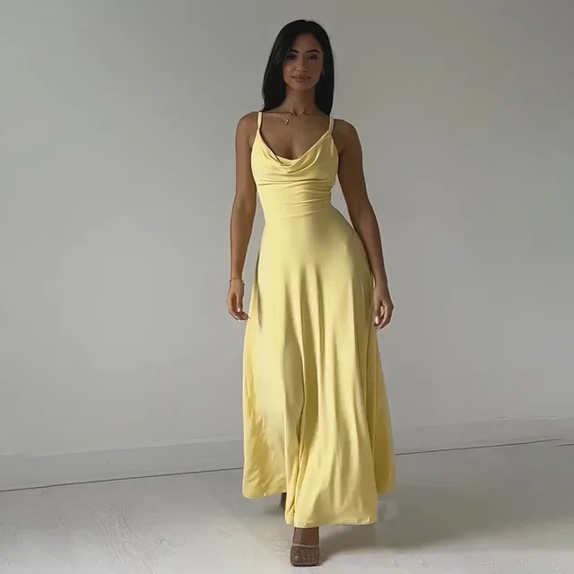 Anby – Gedrapeerde maxi-jurk van zachte stof met elegante snit
