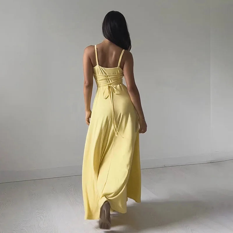 Anby – Gedrapeerde maxi-jurk van zachte stof met elegante snit