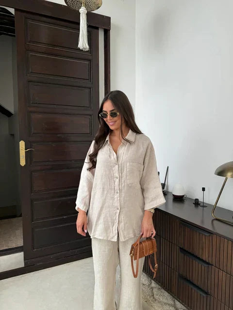 Clara – zomerset met wijde broek en cropped top