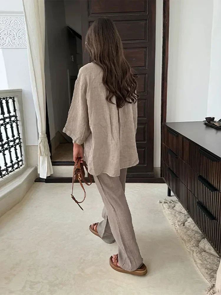 Clara – zomerset met wijde broek en cropped top