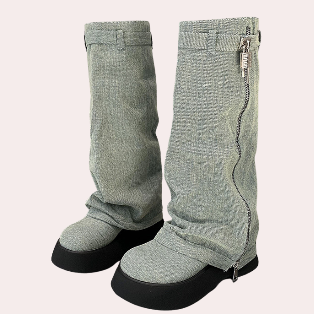 Dulce – denim winterlaarzen met gripzool en warme voering