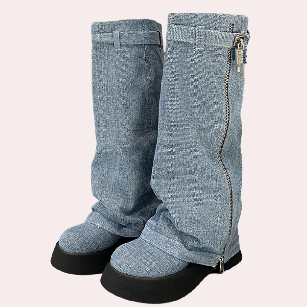 Dulce – denim winterlaarzen met gripzool en warme voering