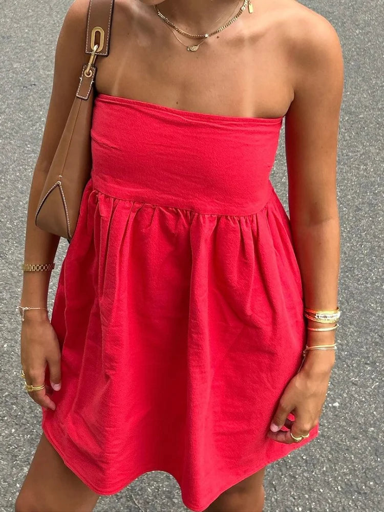 Fay – Mouwloze zomer mini-jurk met uitlopende rok