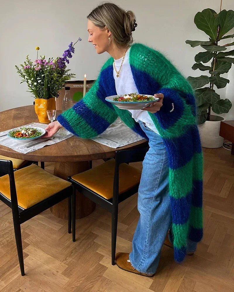 Julie – oversized cardigan vest met streeppatroon en zachte knit