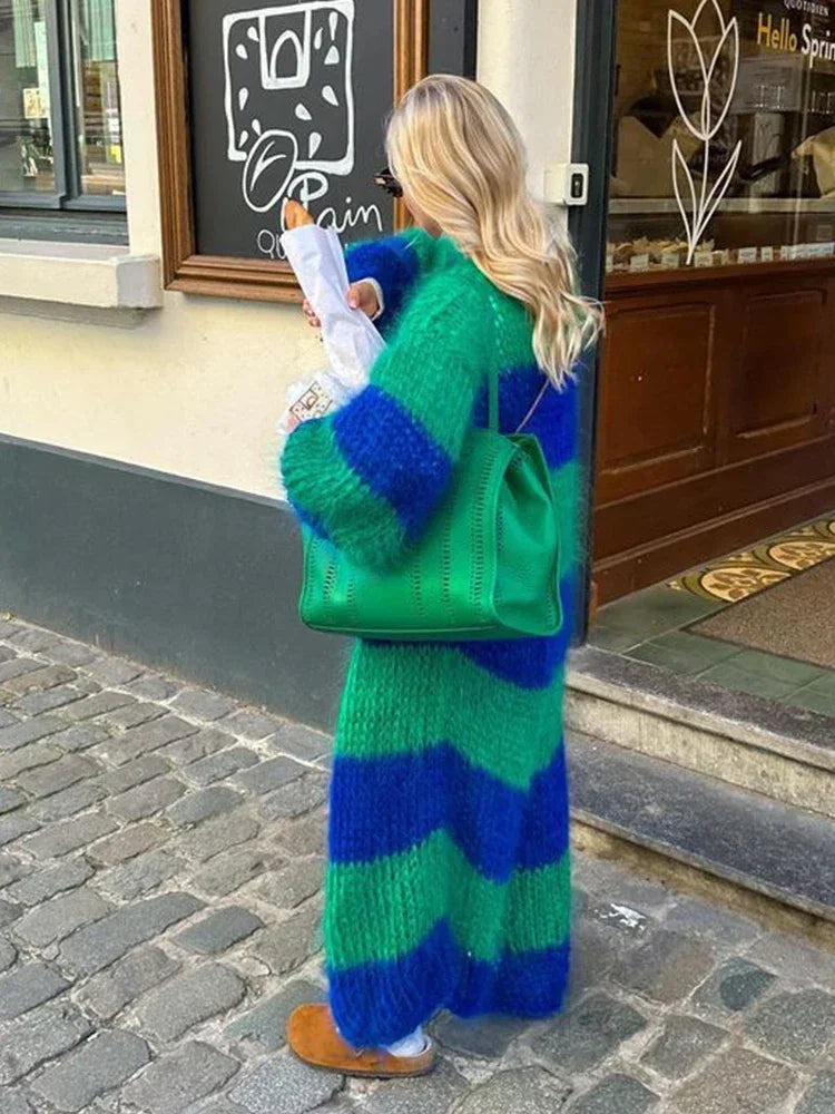Julie – oversized cardigan vest met streeppatroon en zachte knit