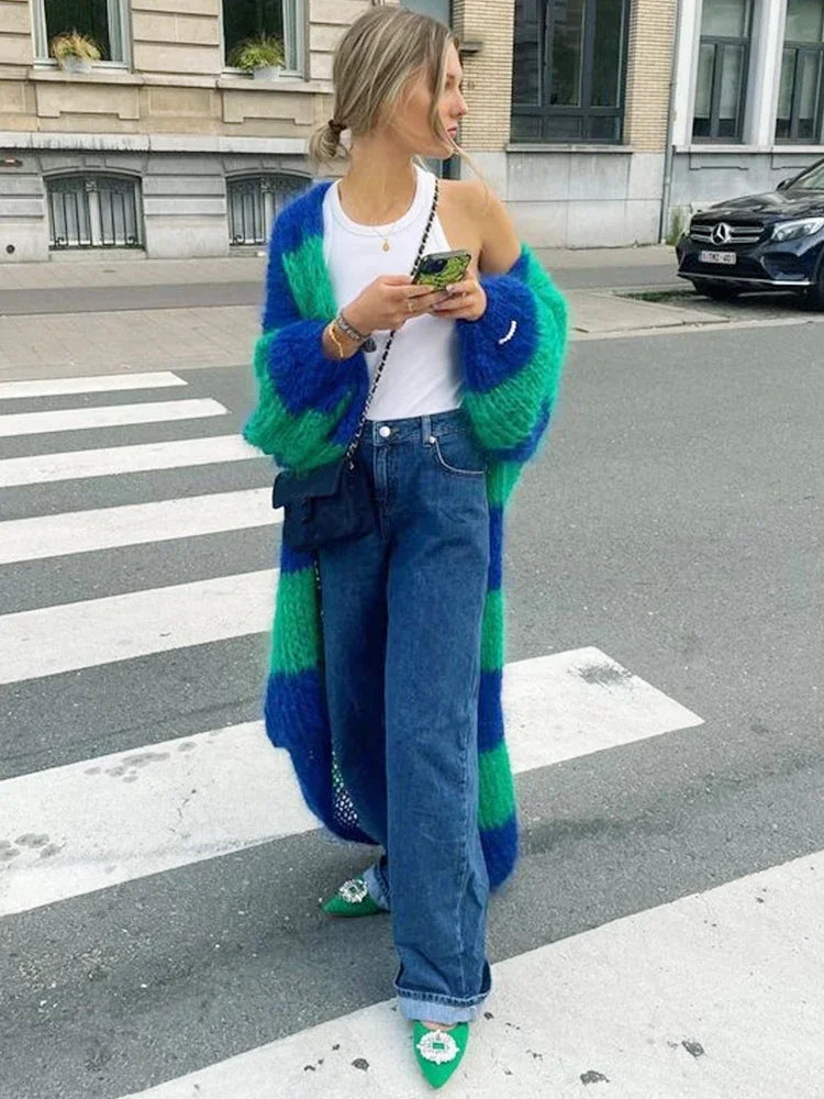 Julie – oversized cardigan vest met streeppatroon en zachte knit