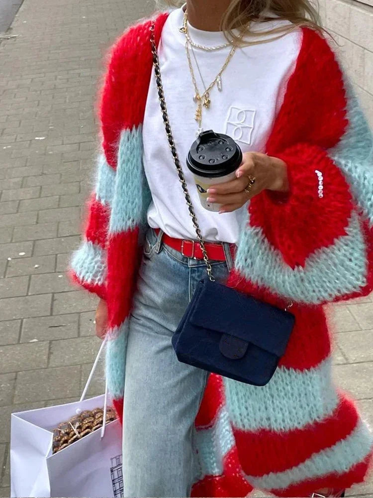 Julie – oversized cardigan vest met streeppatroon en zachte knit