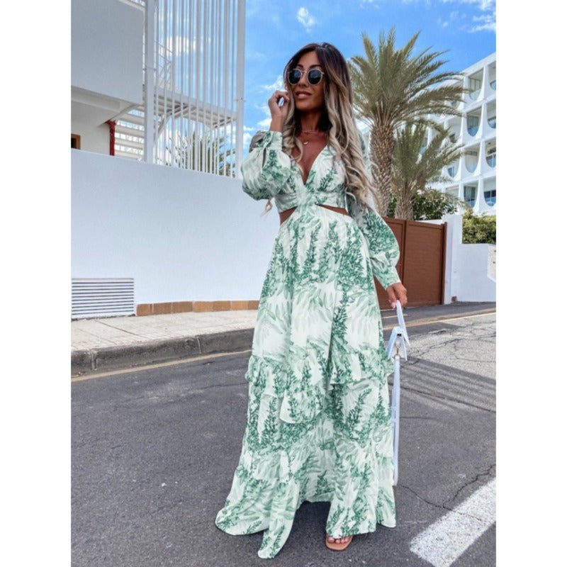 Zendaya – maxi-jurk van viscose met V-hals en elastische taille