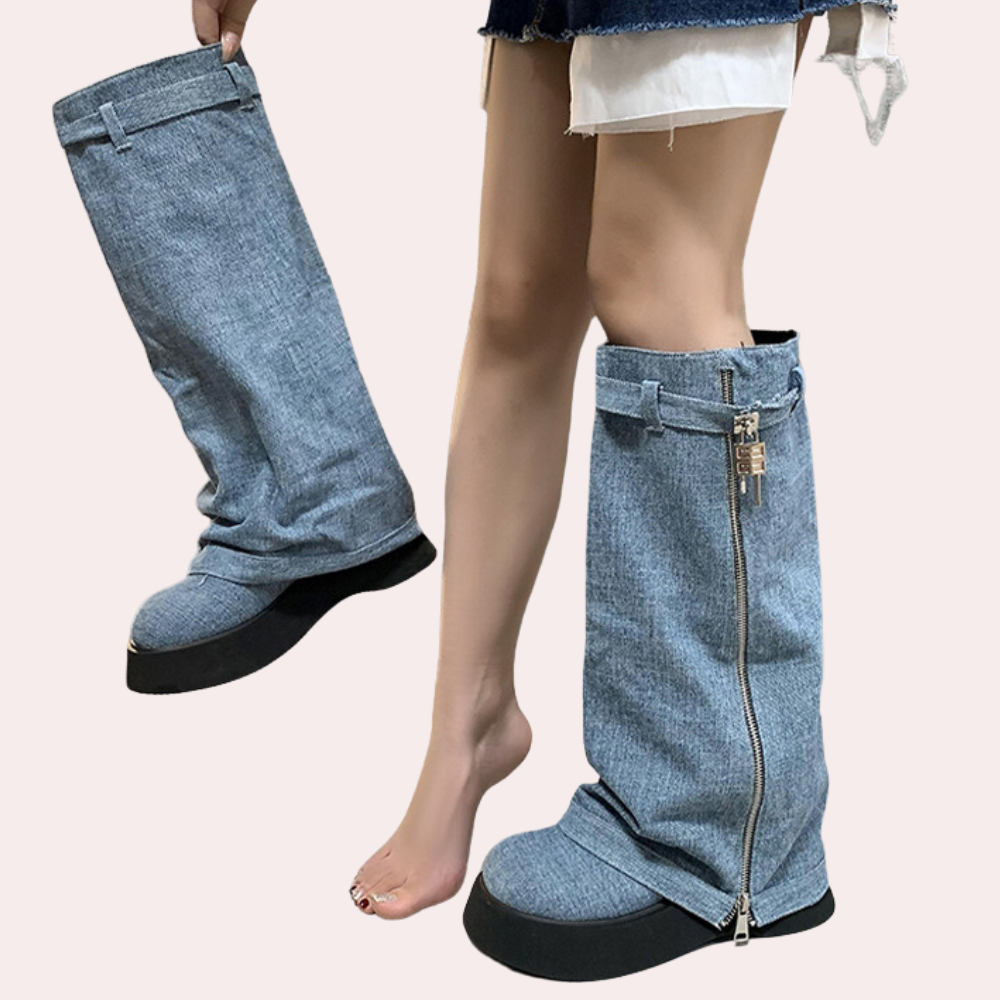 Dulce – denim winterlaarzen met gripzool en warme voering