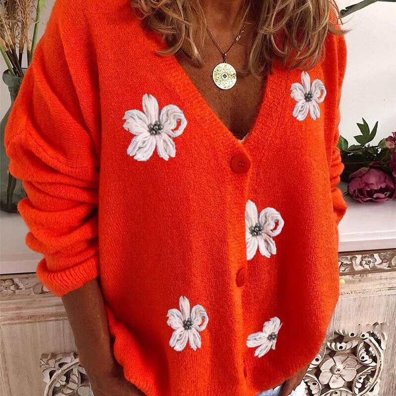 Layla – cardigan vest met bloemenprint en V-hals