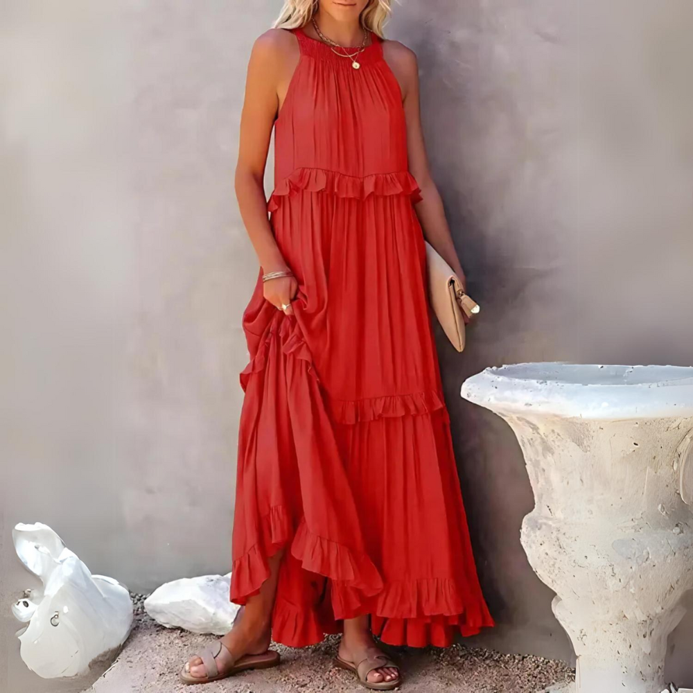 Hanna – Zomer Maxi Jurk met Ruchesdetails
