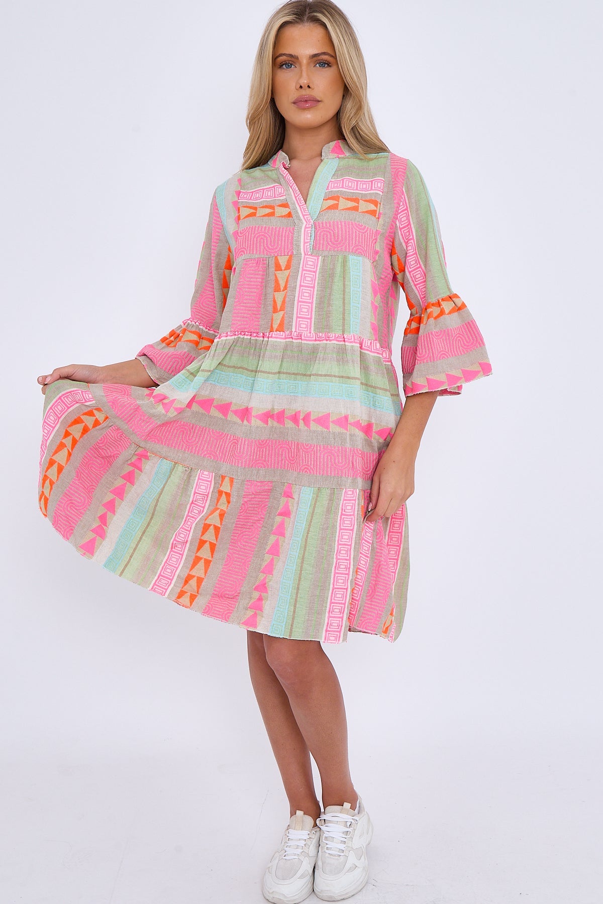 Elise - Losvallende Boho Driekwart Mouwen Zomerjurk