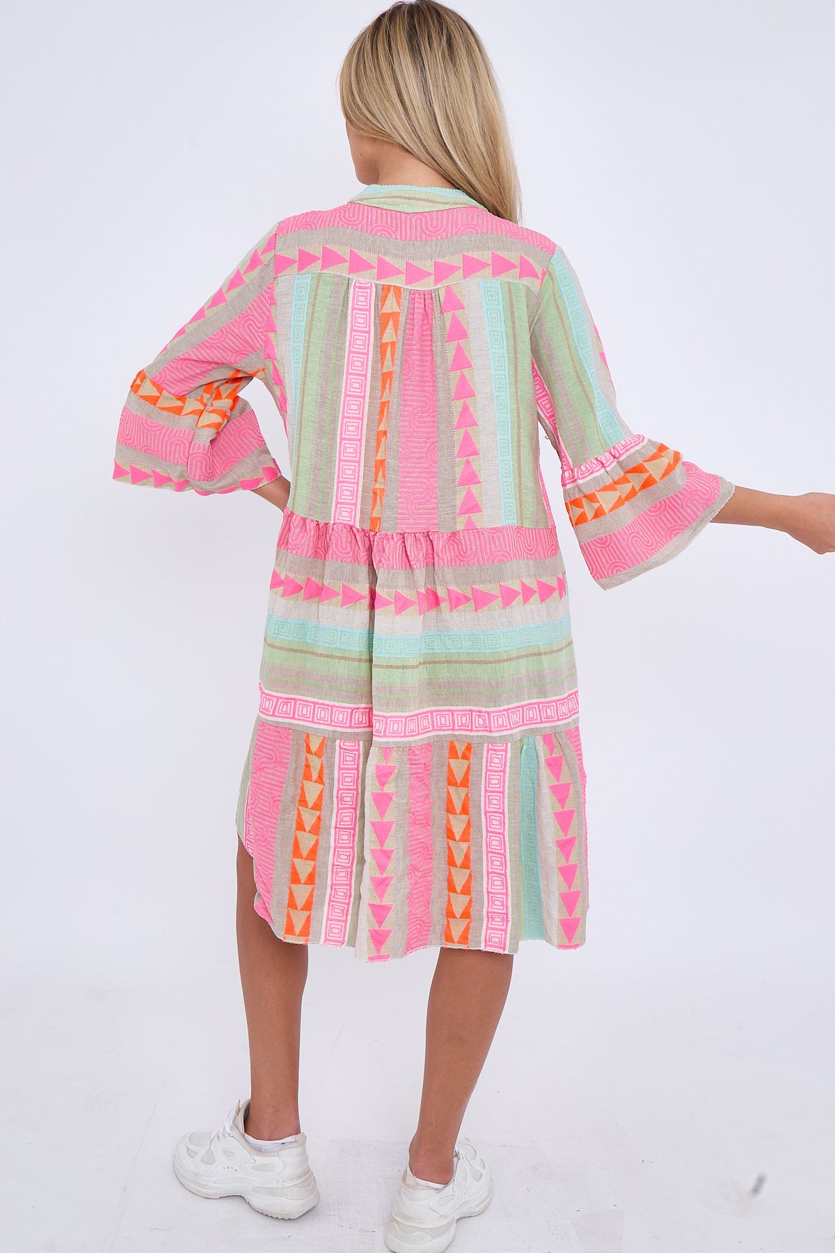 Elise - Losvallende Boho Driekwart Mouwen Zomerjurk